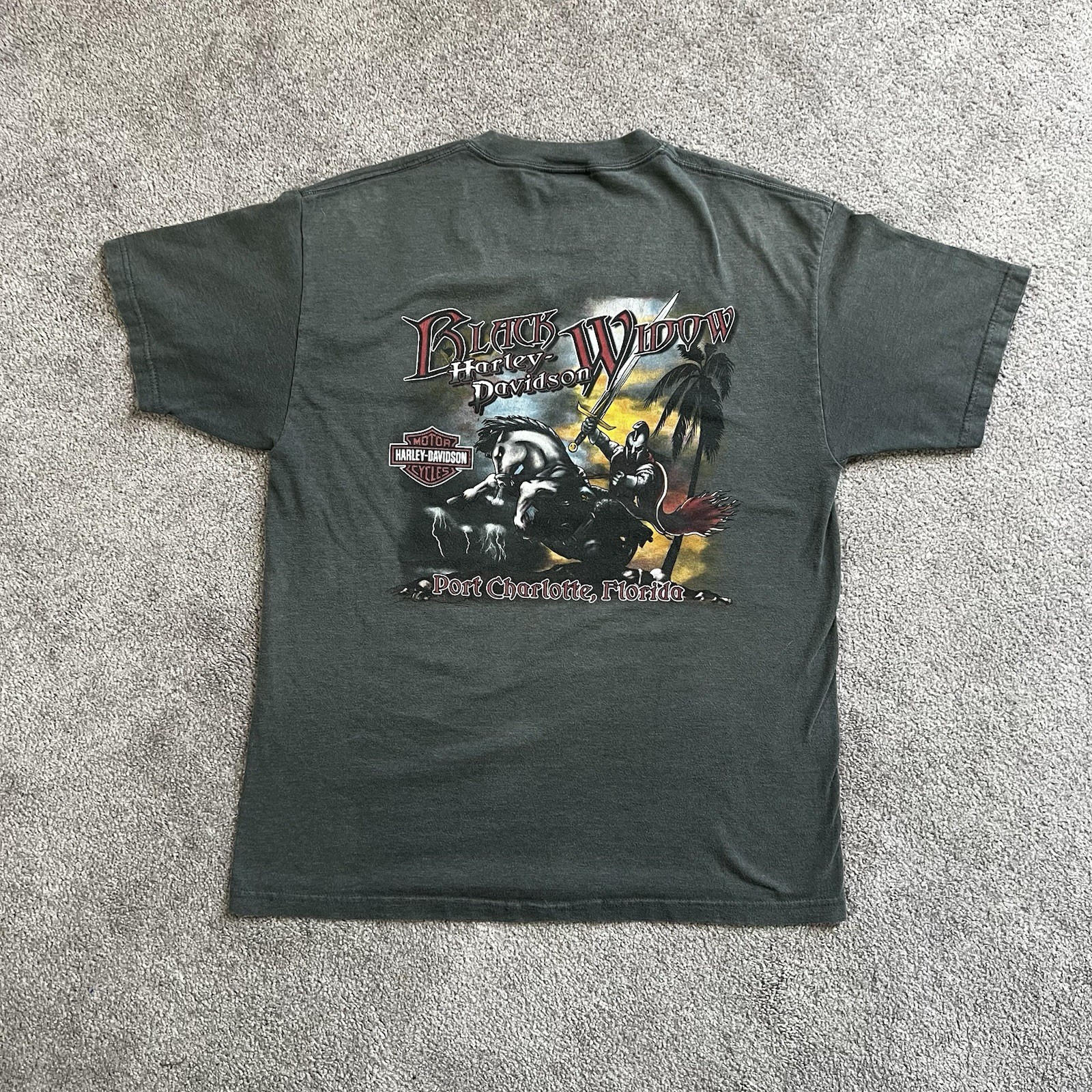 Harley Davidson Florida Graphic T-Shirt Mens L Black 2000s USA Made Biker Grunge