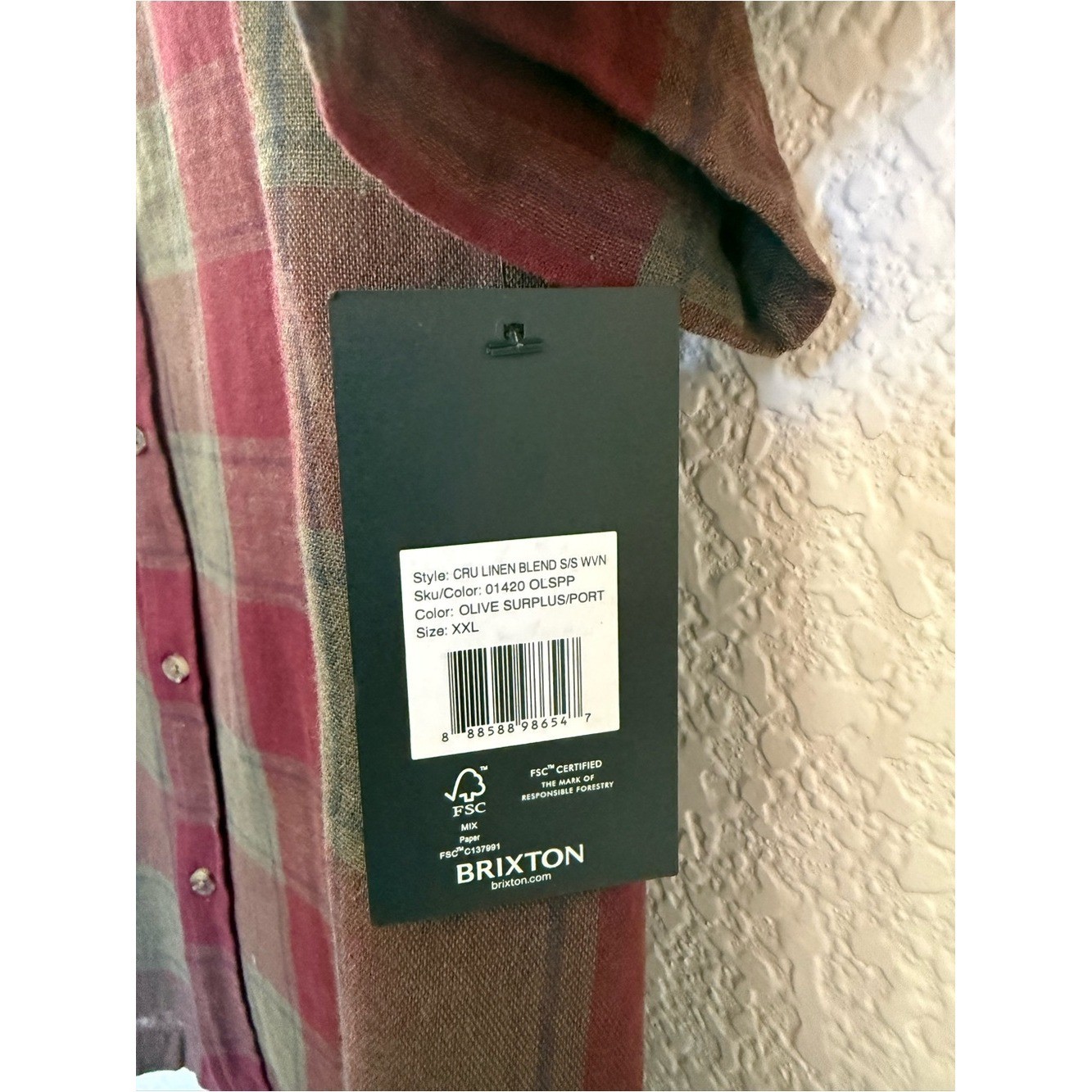 Brixton | Cru Linen Blend Plaid Shirt | XXL | NWT