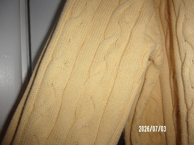 Unisex Cotton Traders Lemon Yellow Cable Cardigan Size Large (Ladies 18-20)