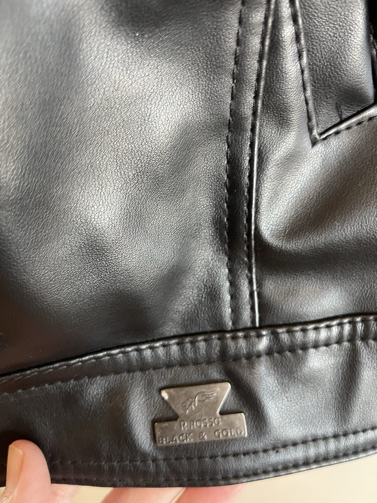 R Rosso Women’s Leather Jacket Size M NWT Black Zip Up