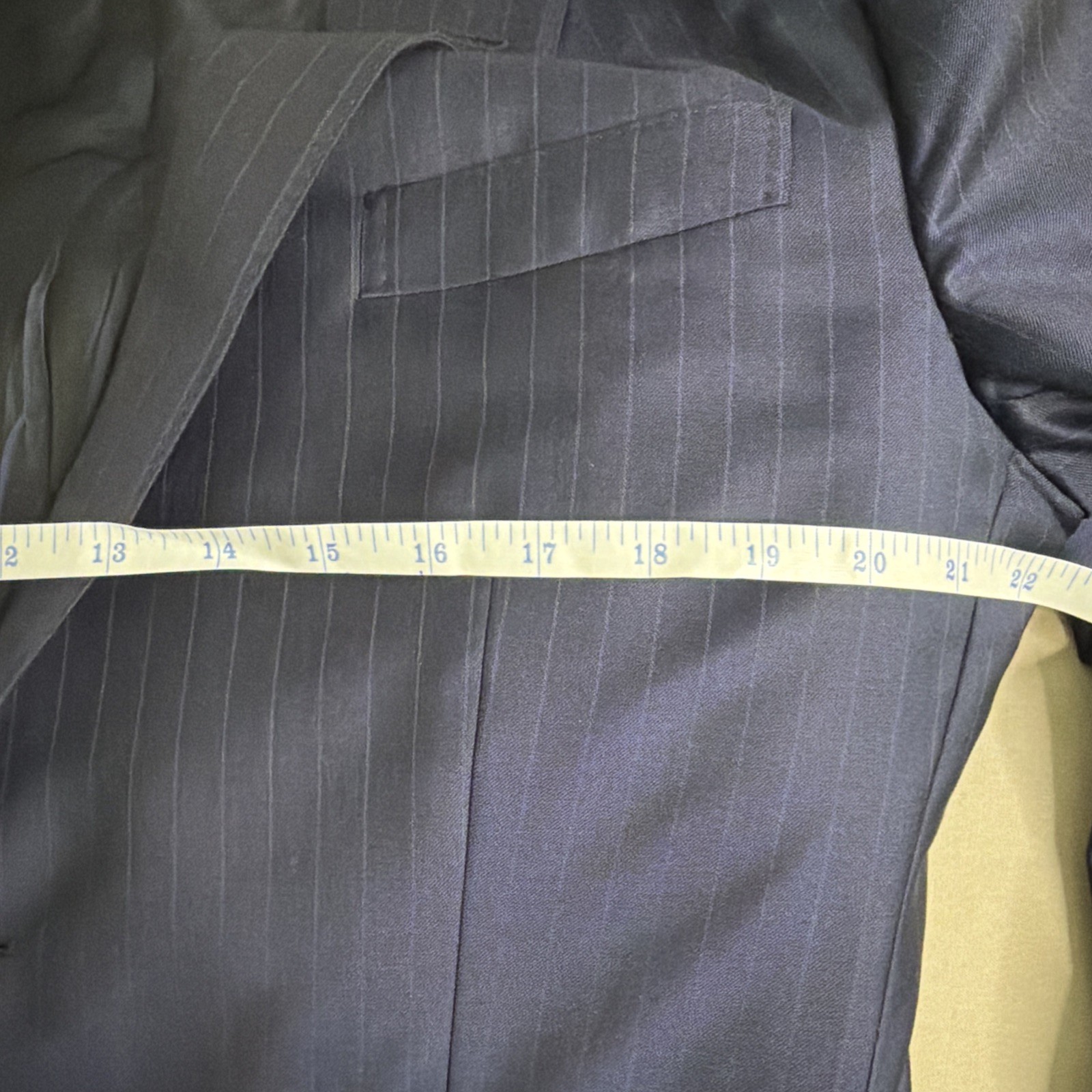 Ermenegildo Zegna Trofeo Suit Mens 54L Blue Pinstriped Wool 36×32 Tailored Fit