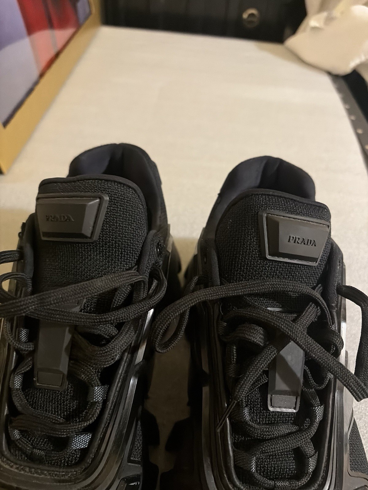 PRADA Cloudbust Thunder knit fabric sneakers in black Men’s Size 12