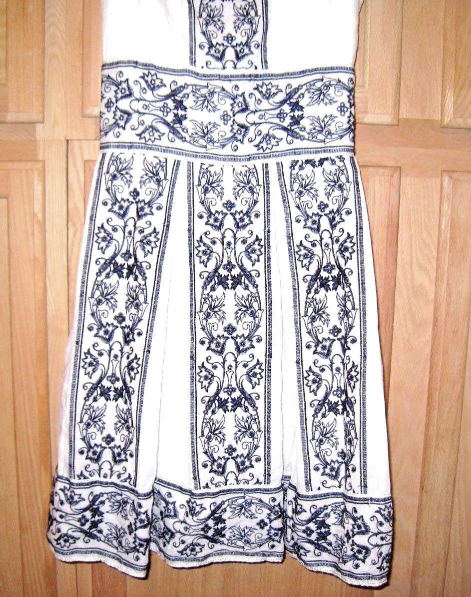 Sophie Max Studio 5B05C65 Ivory Black Embroidered Fit & Flare Pleated Dress $148