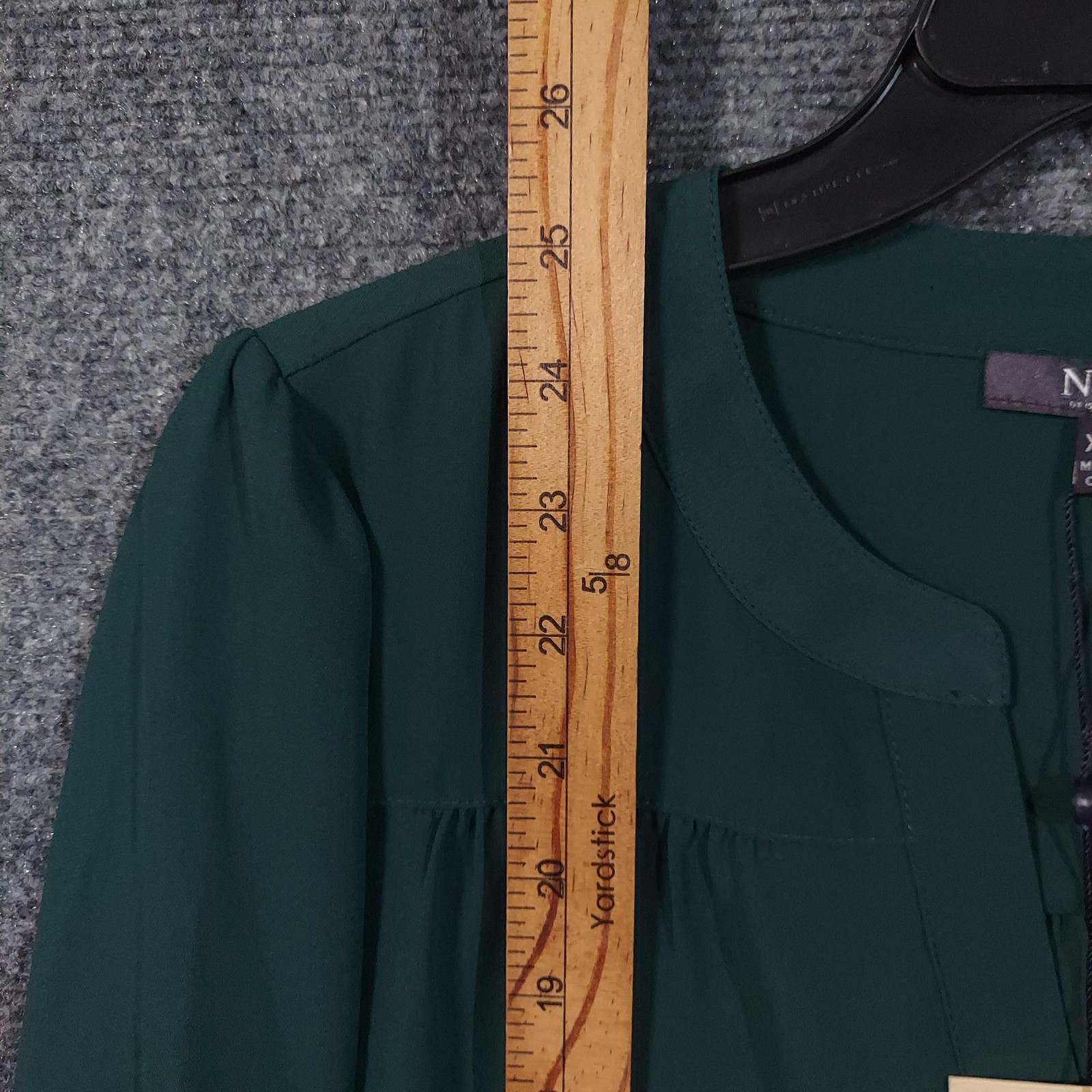 NYDJ Trinity Blouse Womens XXS Green Pine Forest Long Sleeve Split Neck Henley