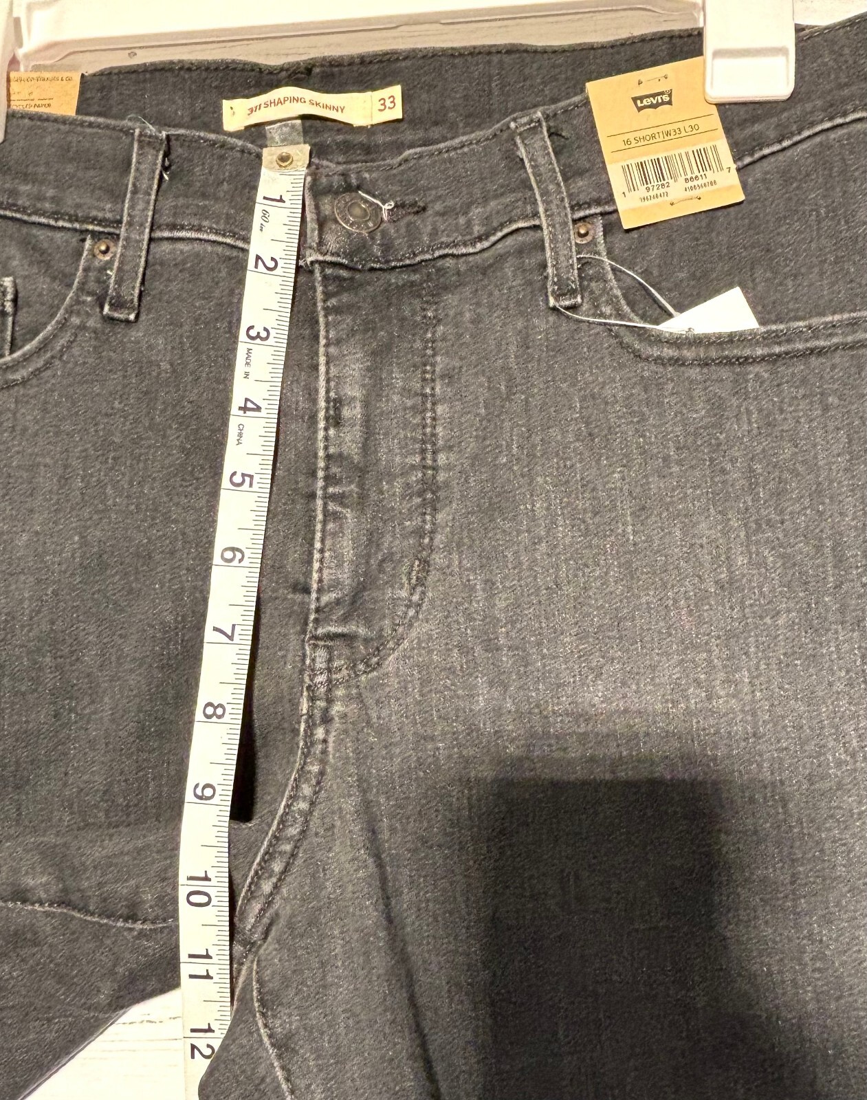 Levis Jeans Women 16 Short 33Wx30L Black Bloom 311 Shaping Skinny Mid Slimming