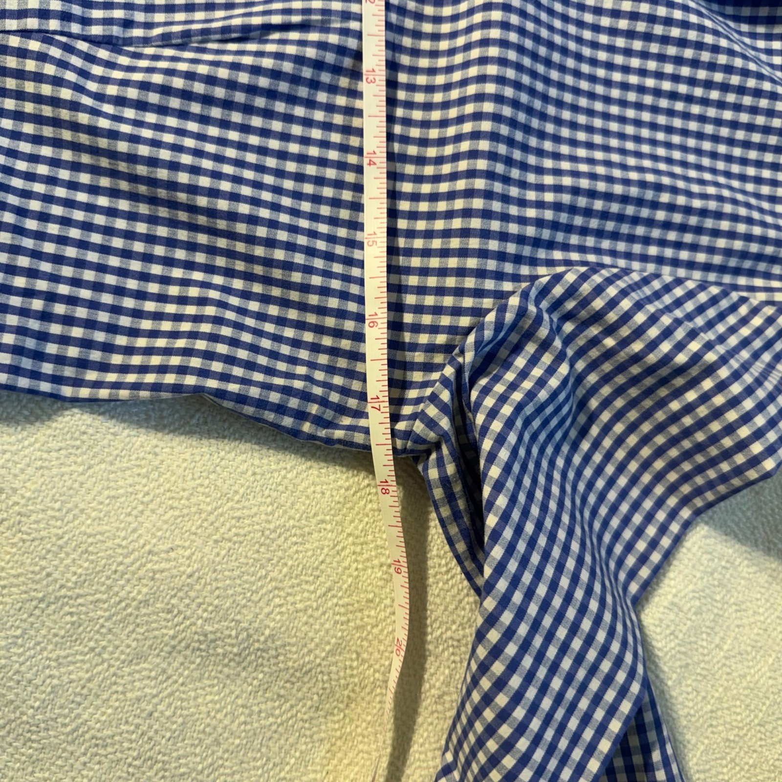 New York & Company Blue White Gingham 7th Avenue Stretch Shirt Womens Small S