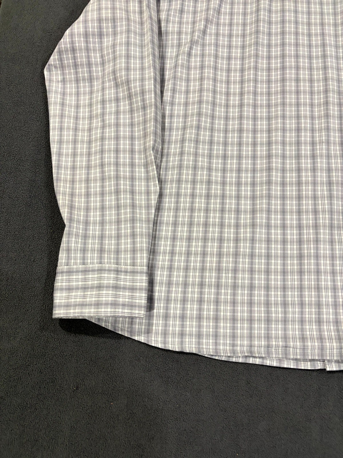 Sonoma Shirt Mens Large Gray Plaid Cotton Stretch Pleated Performance Button Up