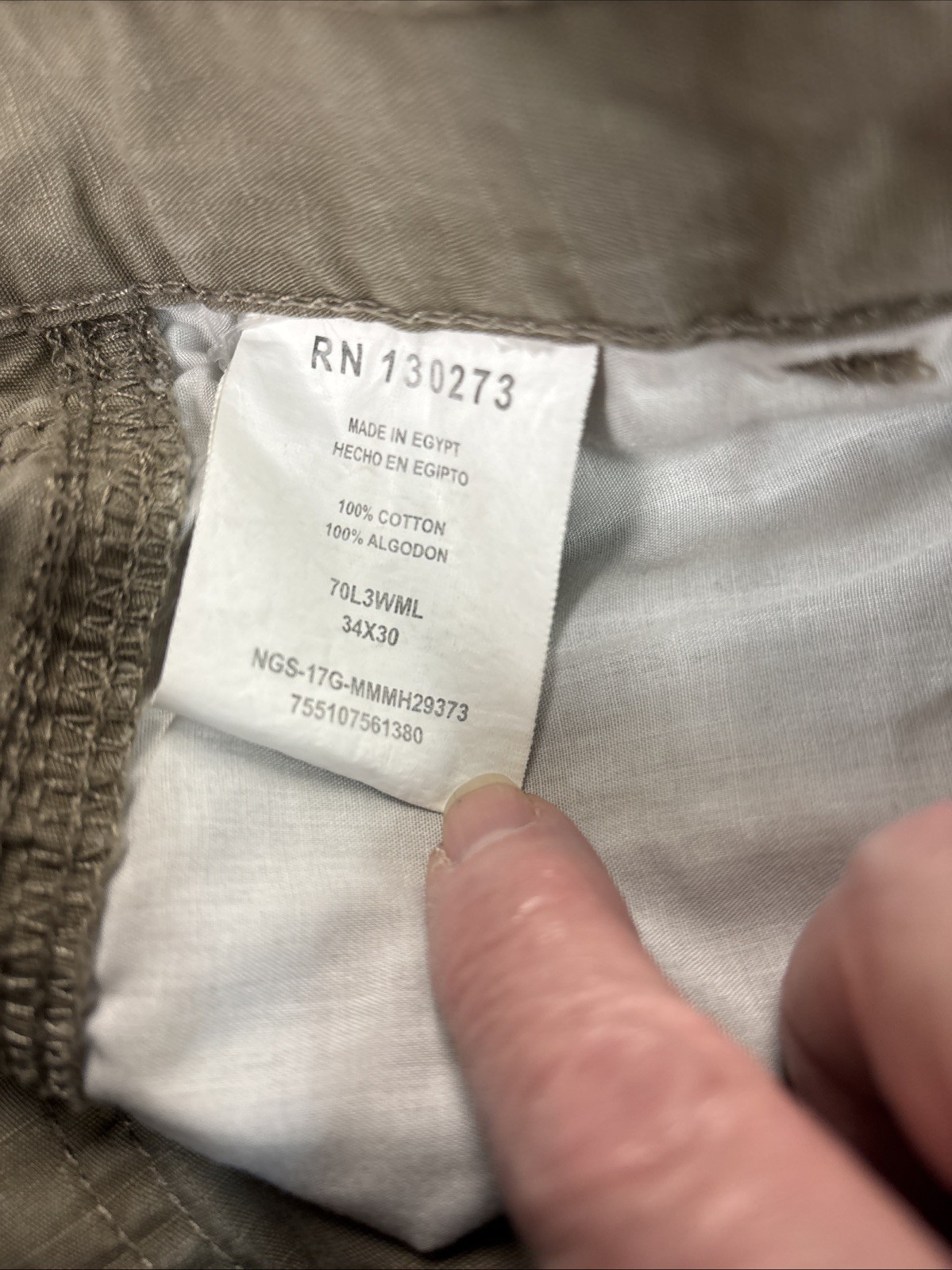 Wrangler 70L3WML Ripstop Khaki Cargo Hiking Pants Mens 34×30 Straight Tan Brown