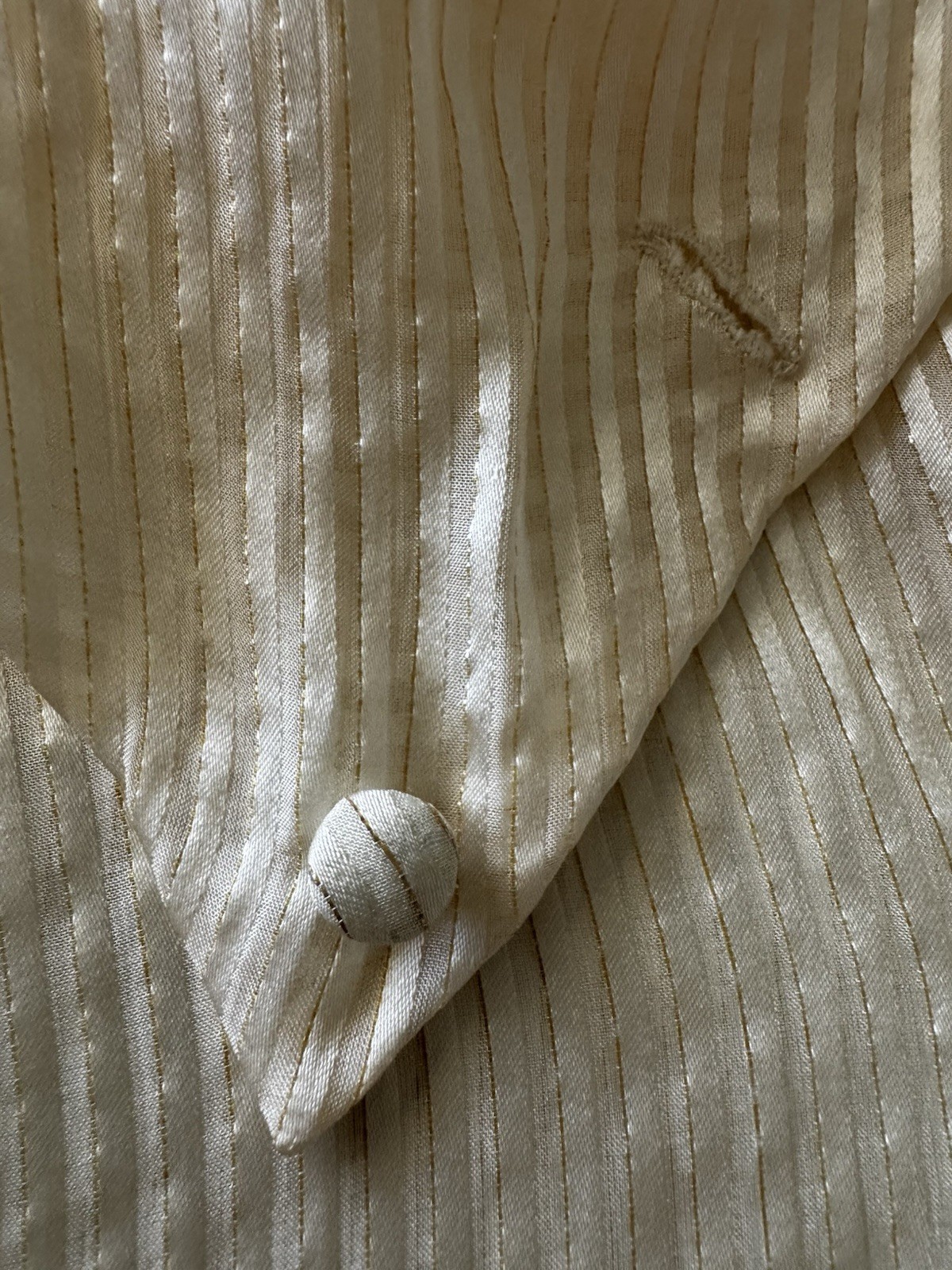 St. John 100% Silk Satin Sleeveless Collared Button-Up Striped Ivory 4