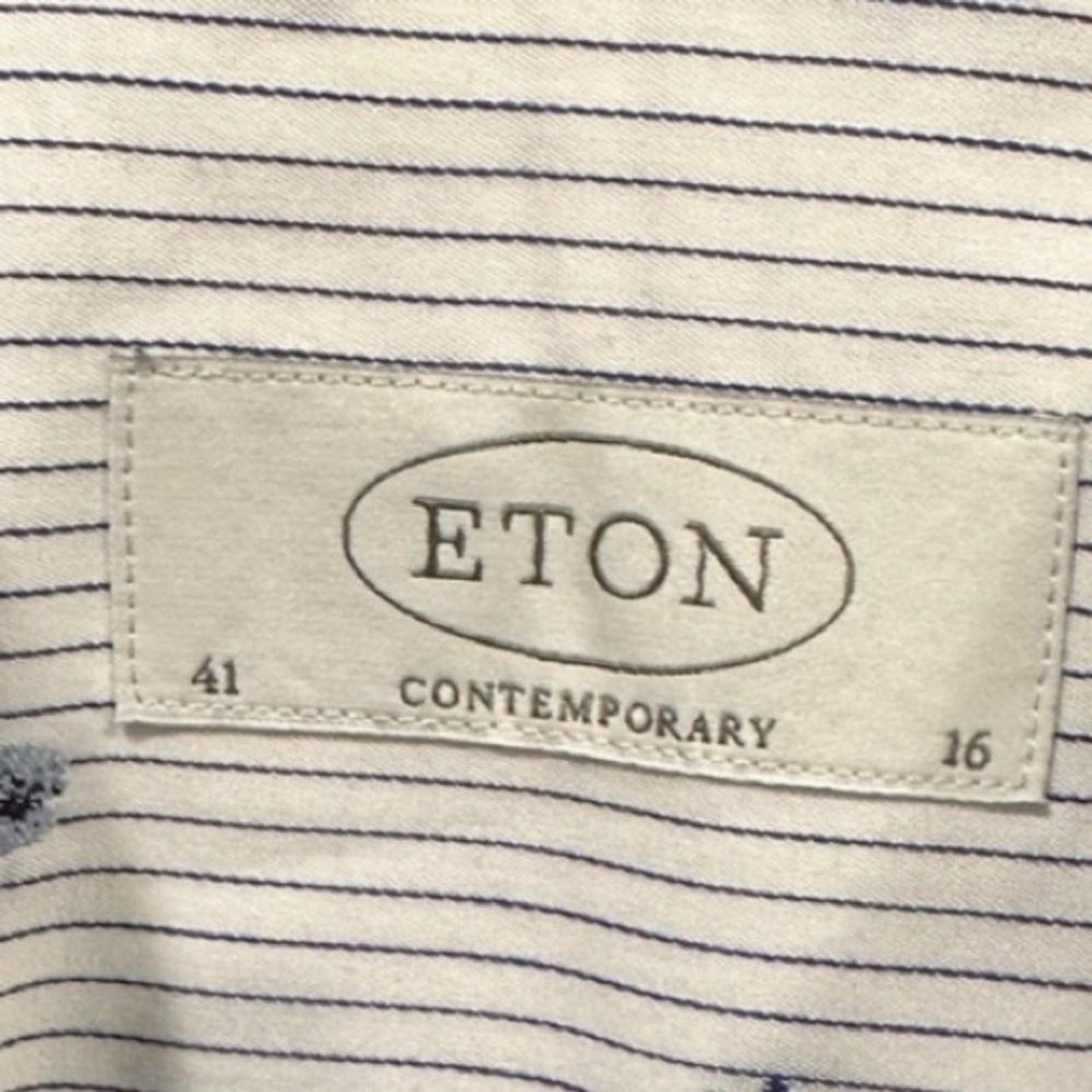 Eton Designer Button Down Striped Floral Size 16