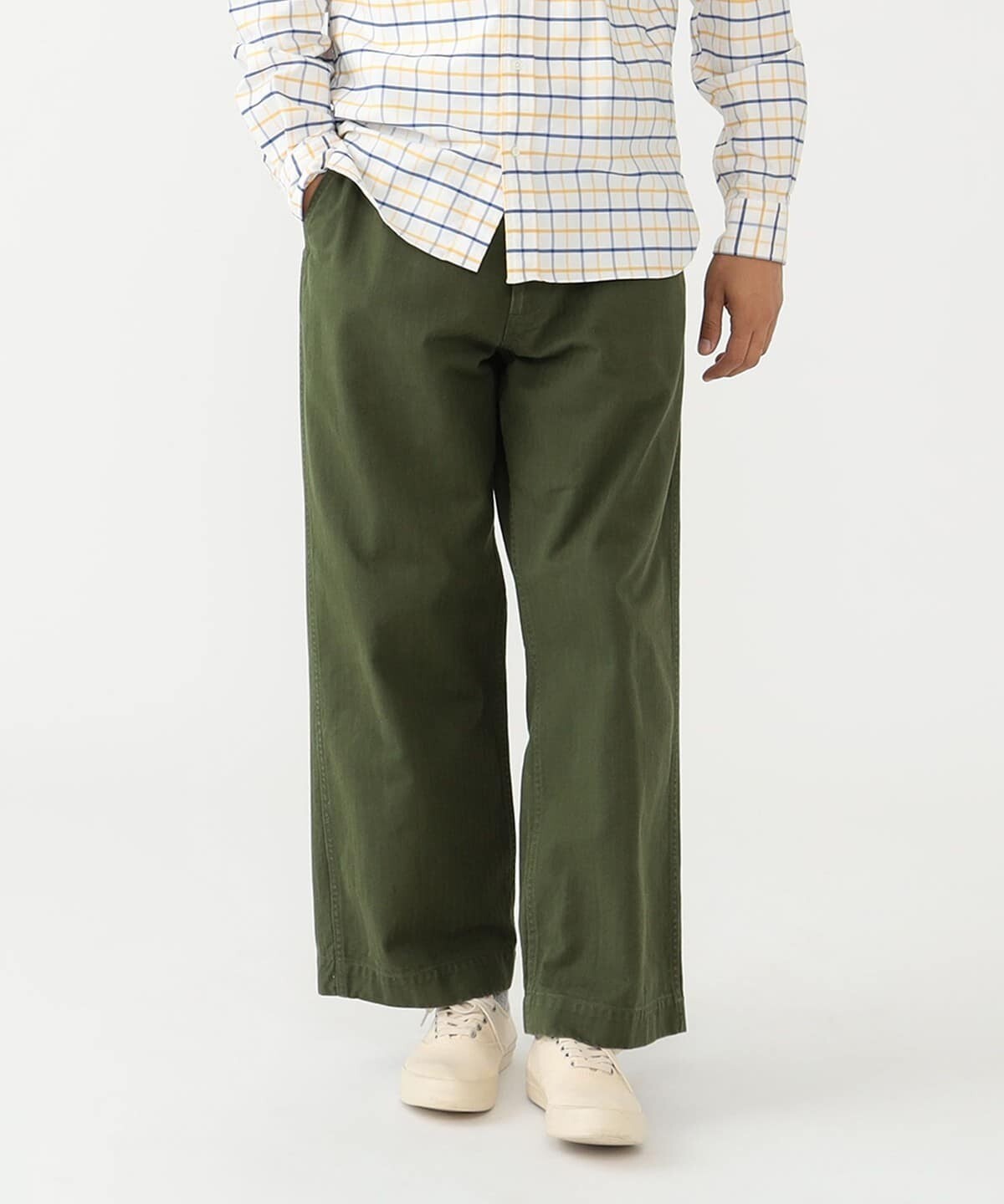 New BEAMS PLUS Mil Trousers Herringbone Olive Military Pants Limited Tokyo S-XL