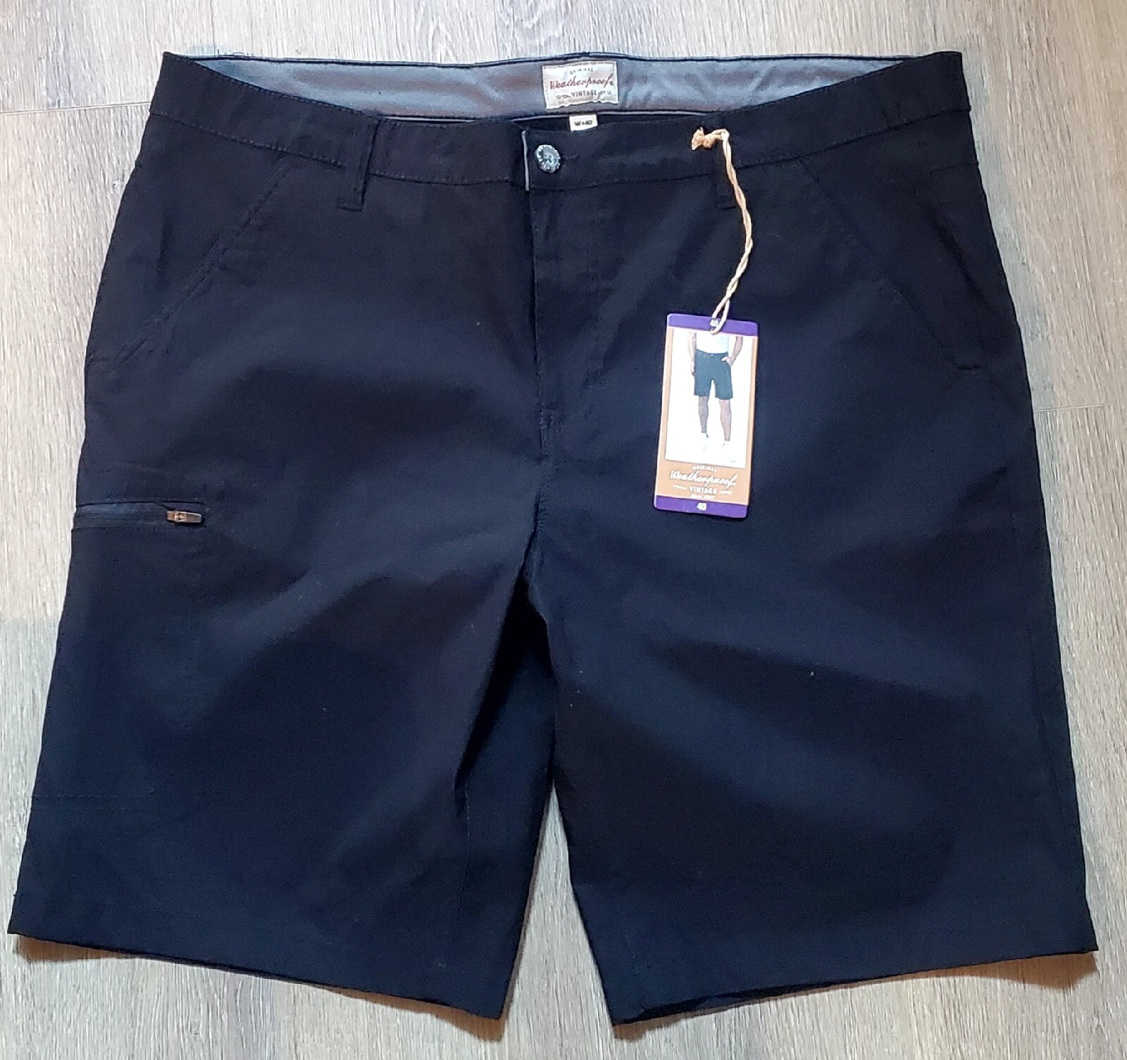 Weatherproof Vintage Shorts Black Cargo Original Trail Men 40 Nylon /Span NWT
