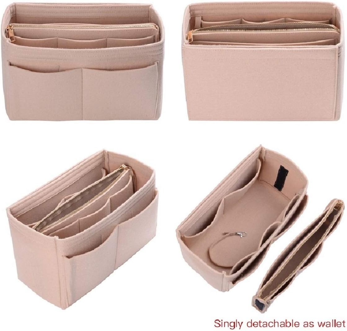 Luxury Handbag Organizer Insert – Lightweight Felt with 13 Pockets & Zipper