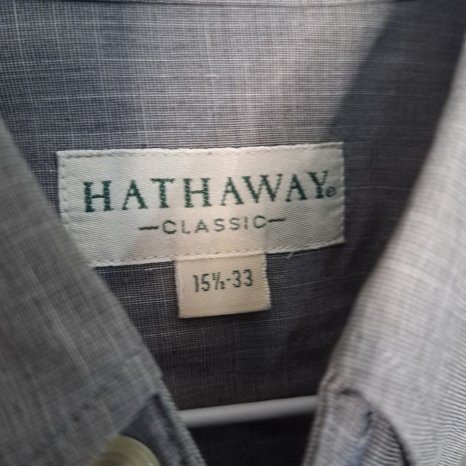 Hathaway Men’s Classic Button-Down Dress Shirt 15-1/2 33 Tan Khaki Long Sleeve