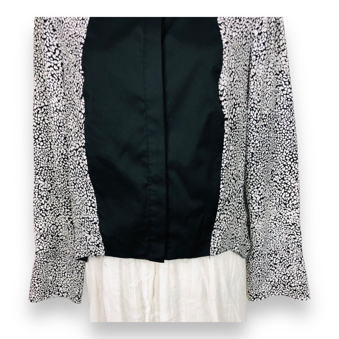 Robert Rodriguez Silk Blouse Size 6 Black White Abstract Print Long Sleeve