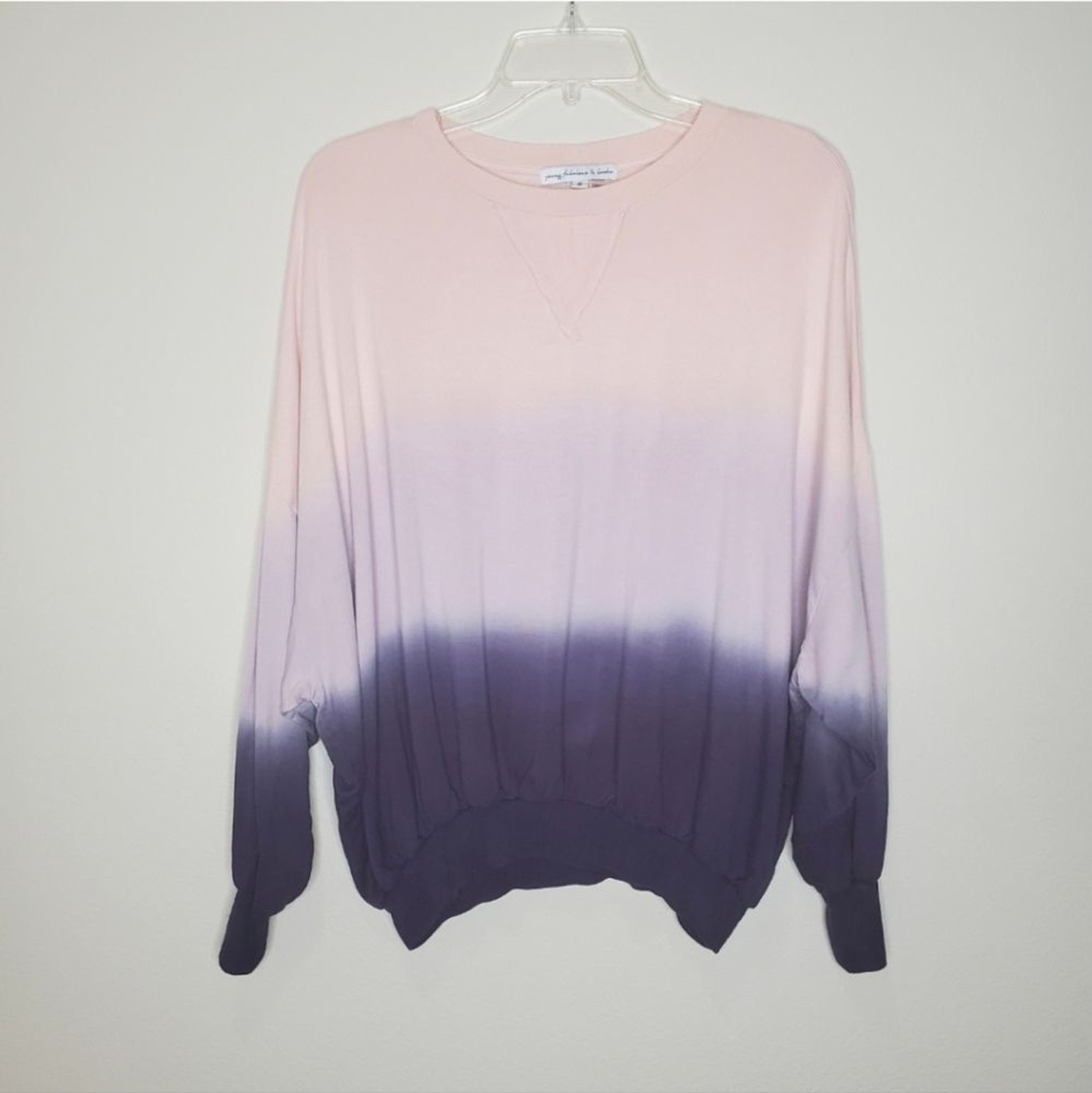 Young Fabulous & Broke Juliette Pink Ombre Dolman Pullover Crewneck Sweatshirt