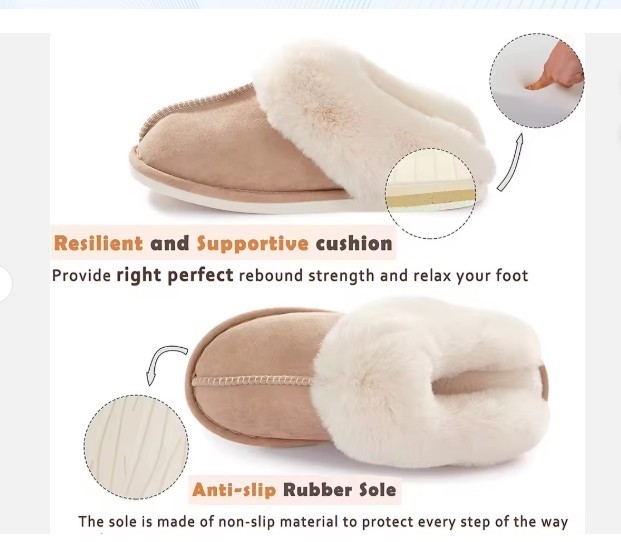 Women’s Fuzzy Memory Foam Scuff Slippers Faux Fur Cozy Comfort