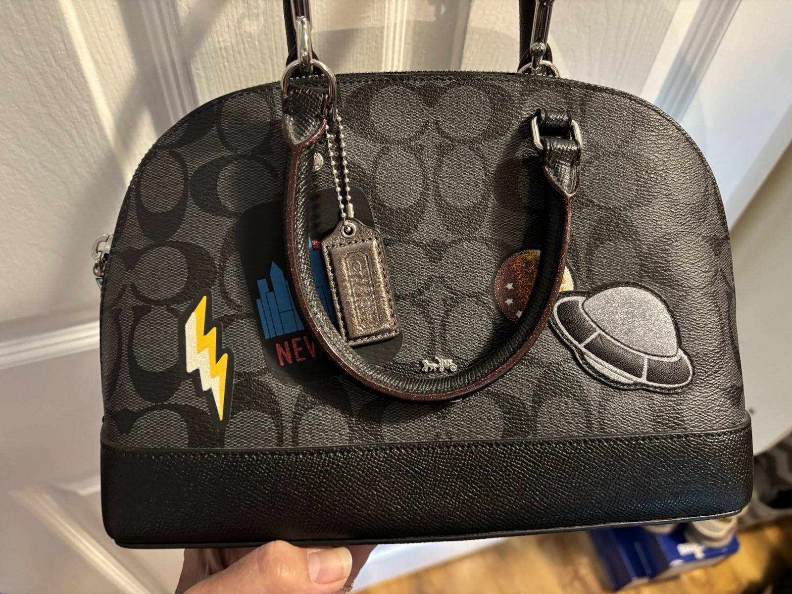 Coach Sierra Satchel Metallic Graphics Excellent