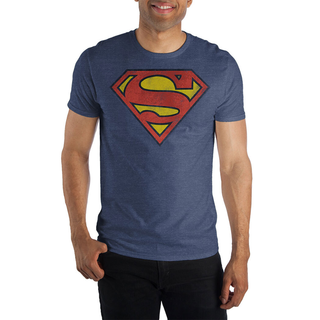 DC Comics Superman Classic Logo Distressed Navy T-Shirt