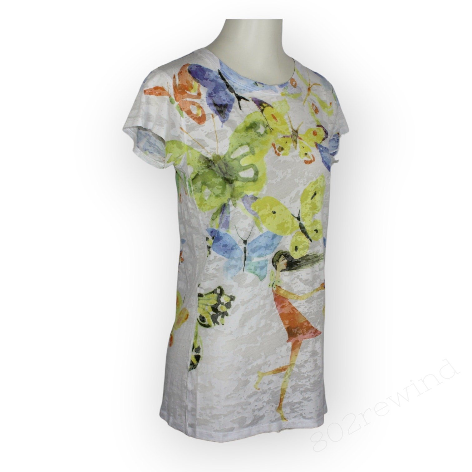 Masha Dyans Butterfly Dragonfly Union T Shirt XL Watercolor Graphic Slub