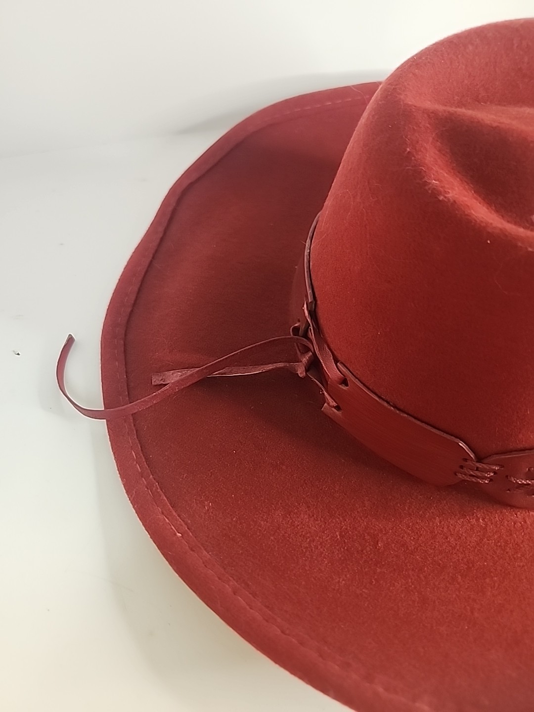 Bullhide Cowboy Hat by Monte Carlo Red Wool XL Black Leather Strap