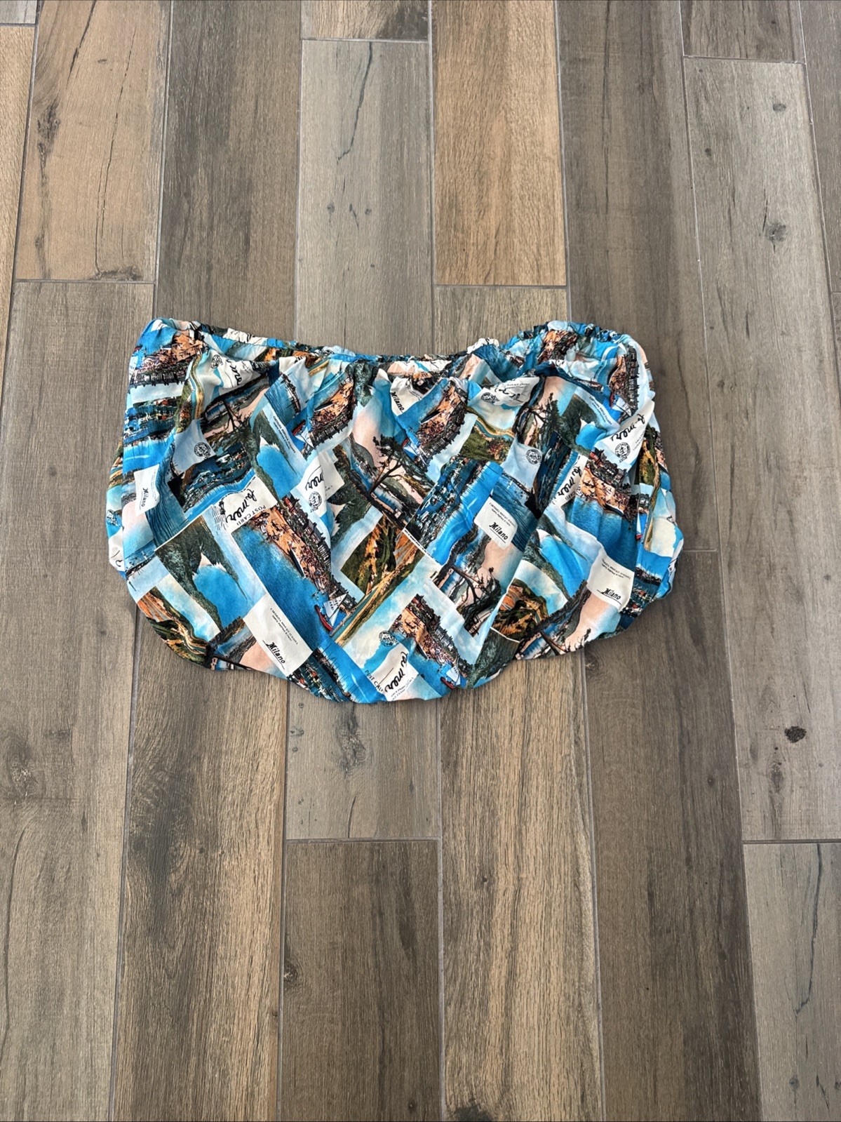 Anthropologie Maeve Postcard Strapless Bubble Blouse Sz L
