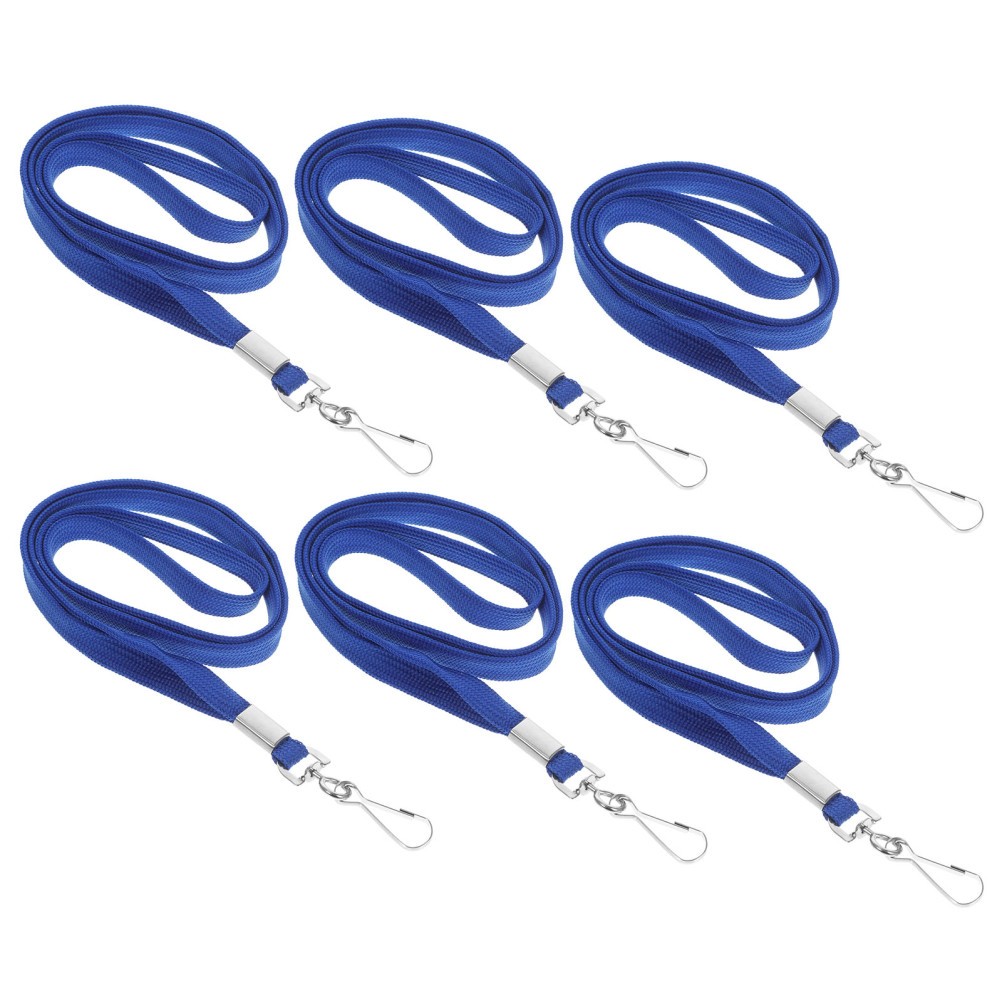 Reusable Blue Polyester Office Neck Lanyards with Aluminum Alloy 6Pcs Set
