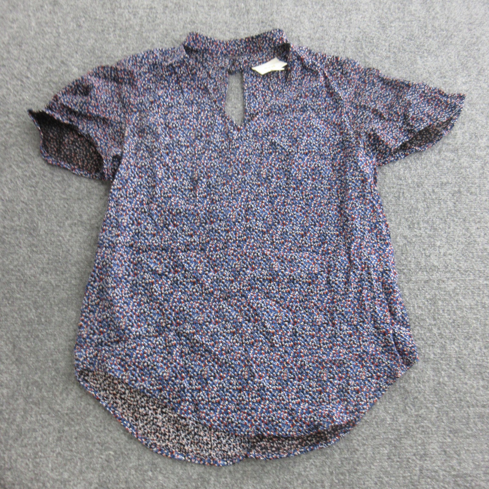 Maeve Blouse Womens S Blue Floral V Neck Short Sleeve Woven Top Anthropologie