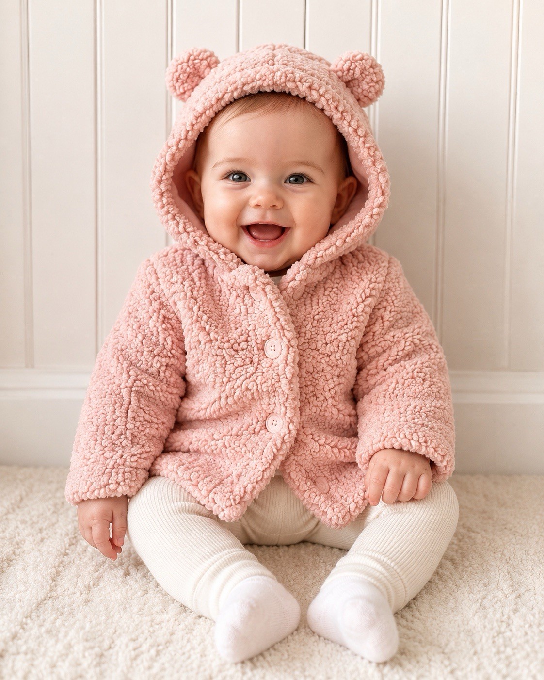 Baby Gap Pink Teddy Bear Sherpa Coat – Size 6–12 Months