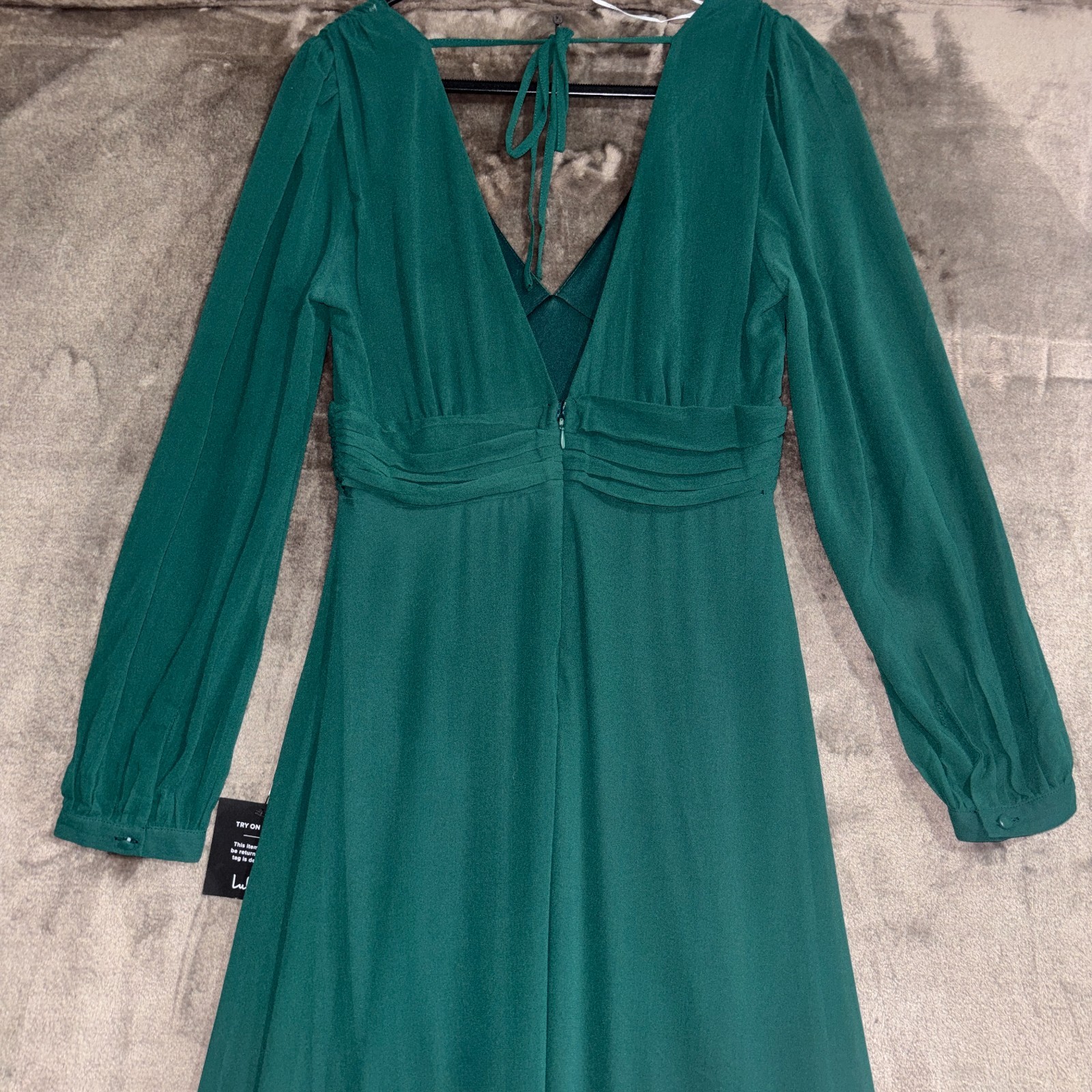 Lulus Talk About Divine Backless Maxi Dress Womens Hunter Green Plunging V-Neck
