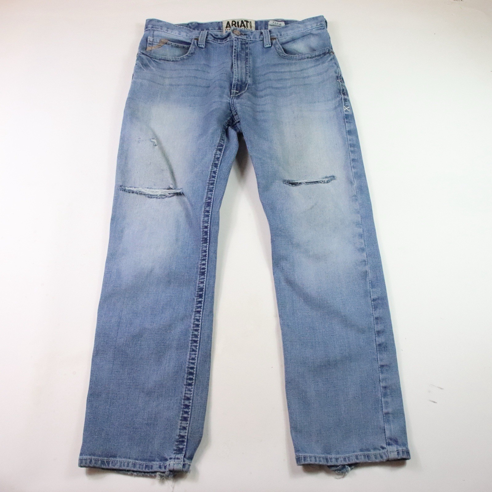 Ariat M2 Jeans Mens 36×32 Blue Denim Relaxed Boot Western Work Distressed