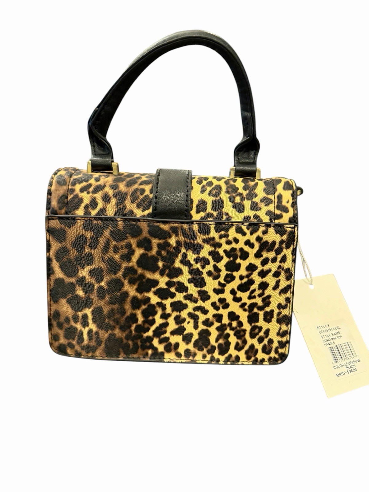 Cavalli Class Como Mini Bag Top Handle Leopard w/Black Crossbody Buckle NEW $98