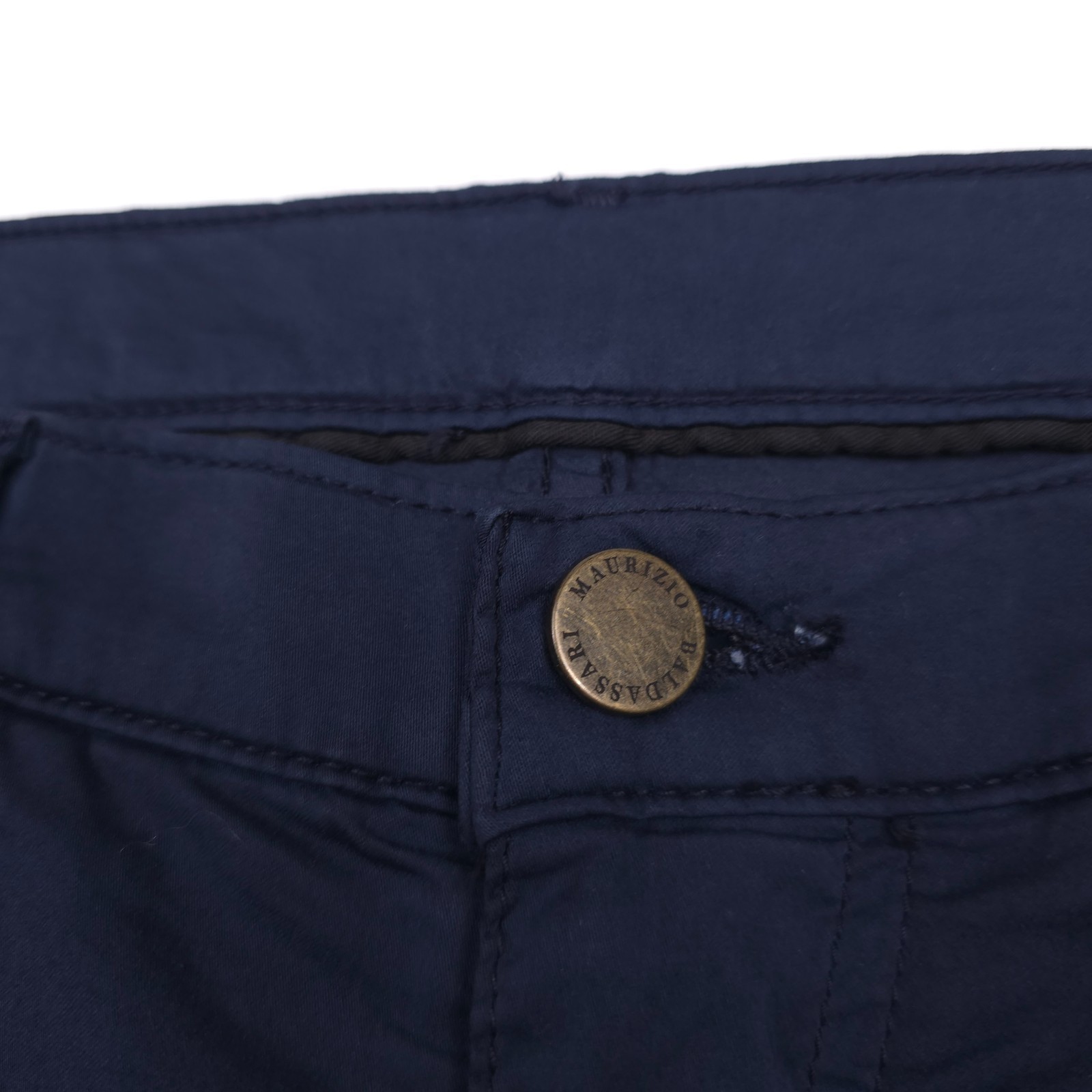 Maurizio Baldassari 5-Pocket Pants Mens Italy 52 Slim Blue Night Cotton & Silk