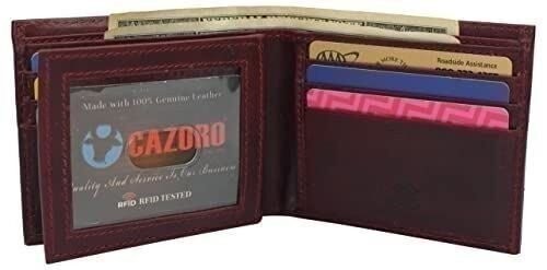 Slim RFID Wallets for Men Real Cowhide Leather Front Pocket Bifold Wallet