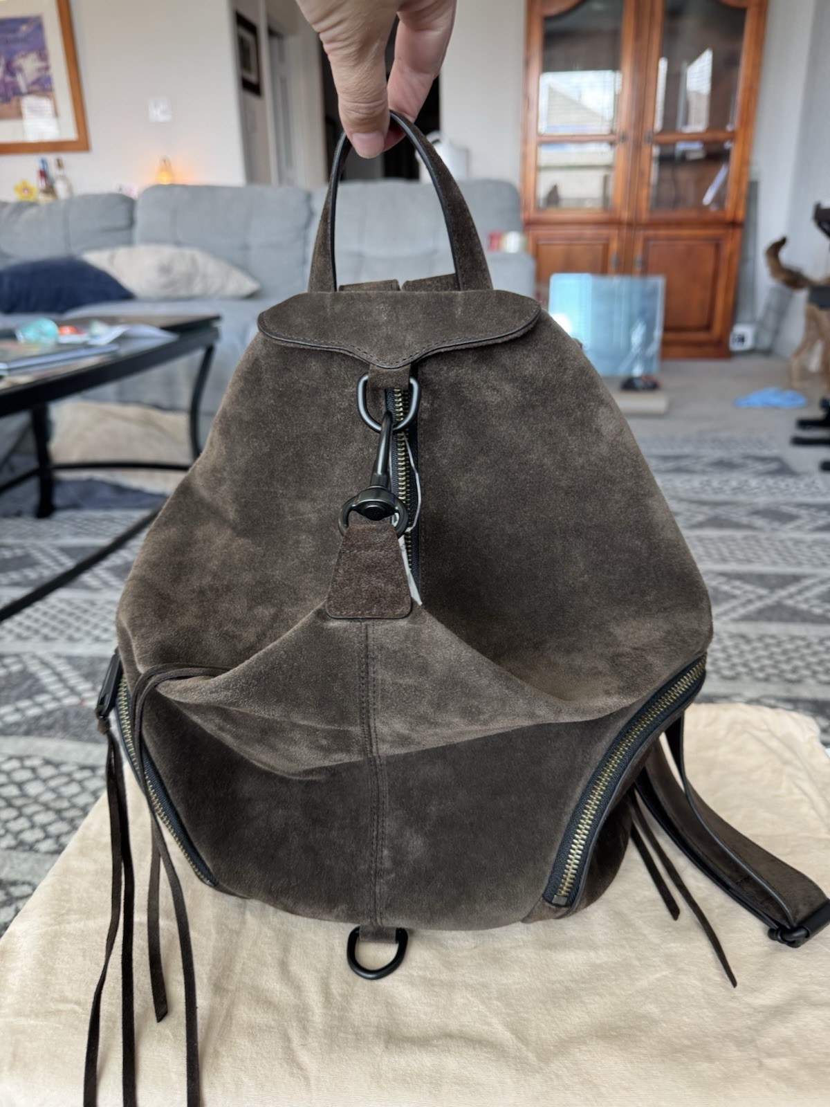 Women’s Leather Backpack Purse Rebecca Minkoff espresso suede backpack