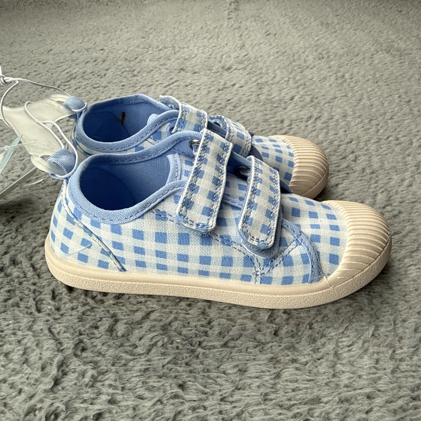 Cat & Jack Shoes Kids Size 10 Blue Gingham Parker Sneaker Hook & Loop Casual