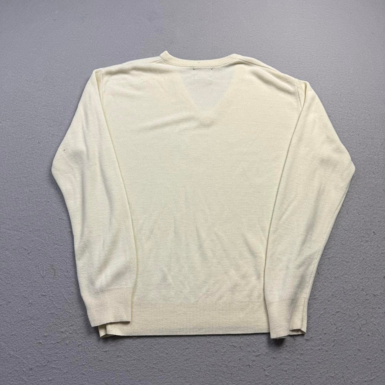Vintage Jantzen V-Neck Sweater Cream Made in USA Medium