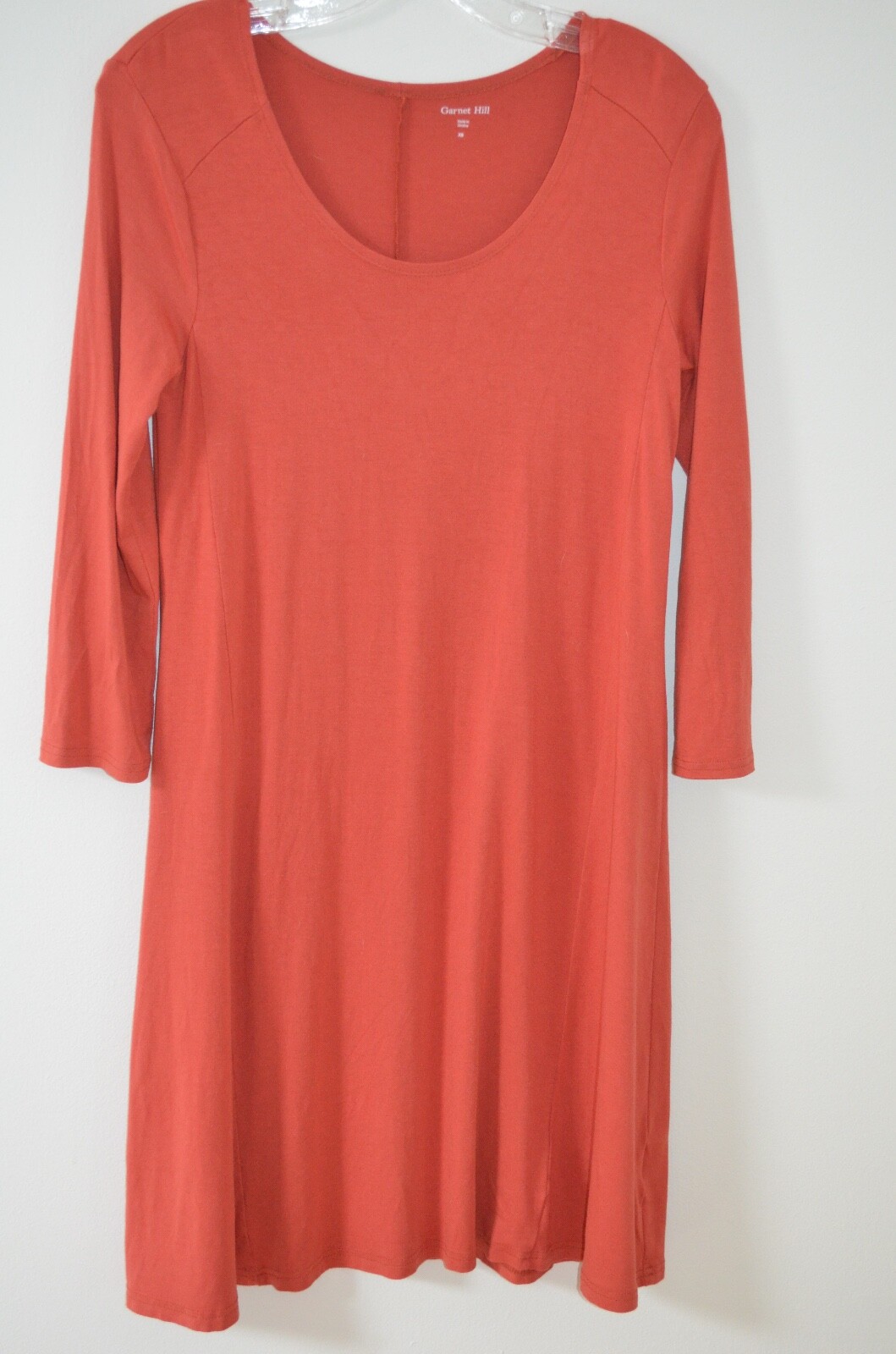 Garnet Hill Burnt Orange Scoop Neck 95% Viscose/5% Spandex Swing Dress Size XS