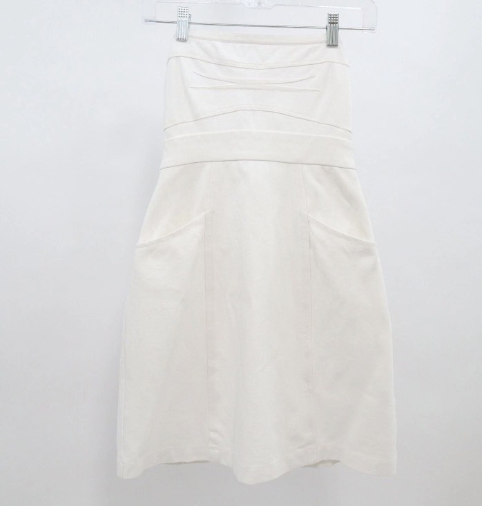 Theory Strapless Dress Womens 2 White Short Stretch Bustier Pockets