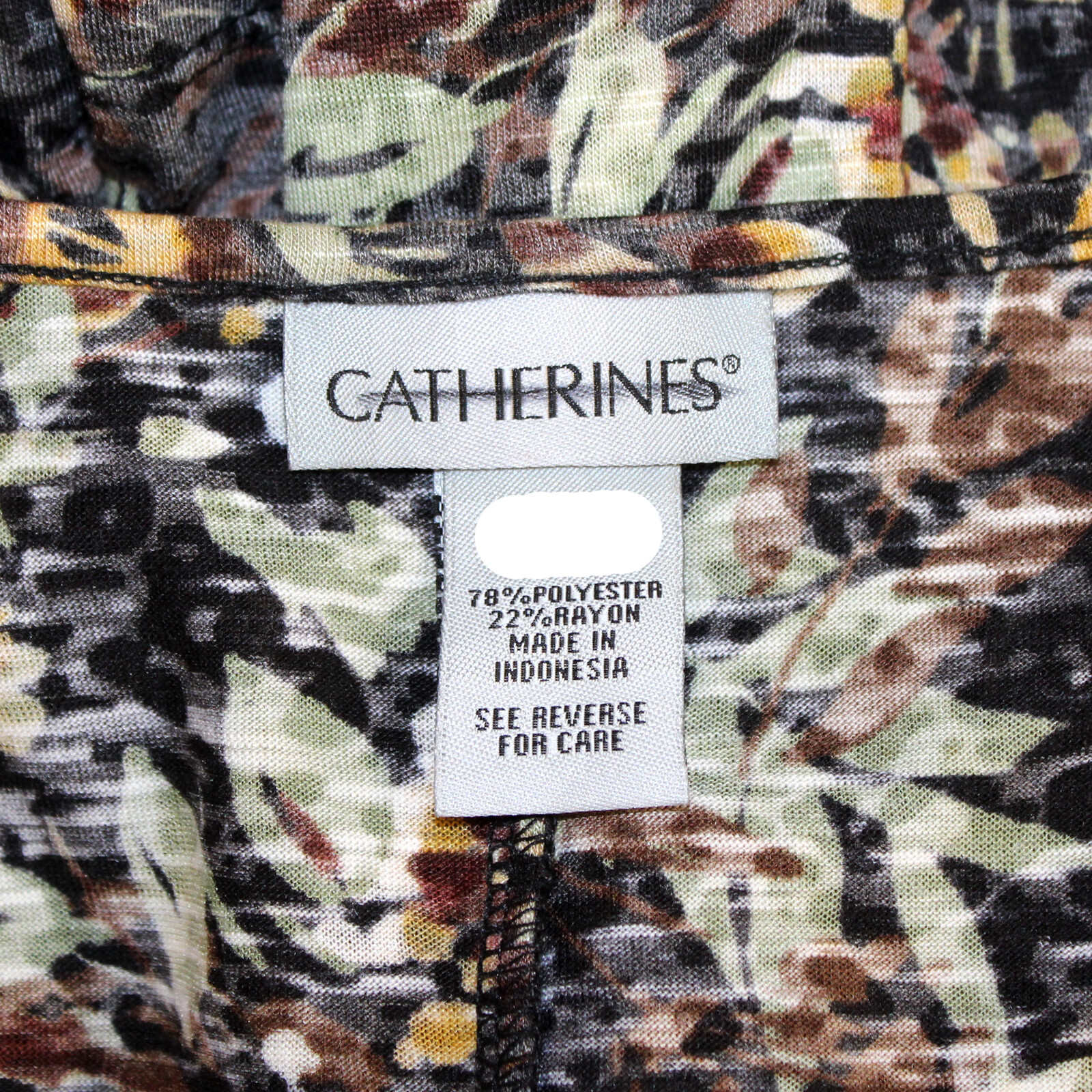 Catherines Plus Brown Leave Print Layers Soft Top Blouse 4X 30/32