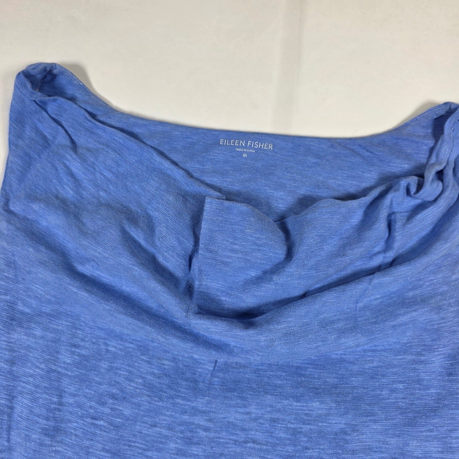 Eileen Fisher Blue Hemp Organic Cotton Cowl Neck Asymmetric Hem Dress Medium
