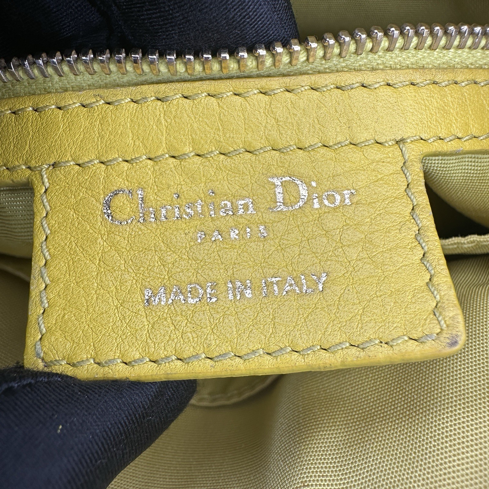 Dior Leather Top Handle & Shoulder Bag Lemon yellow leather.