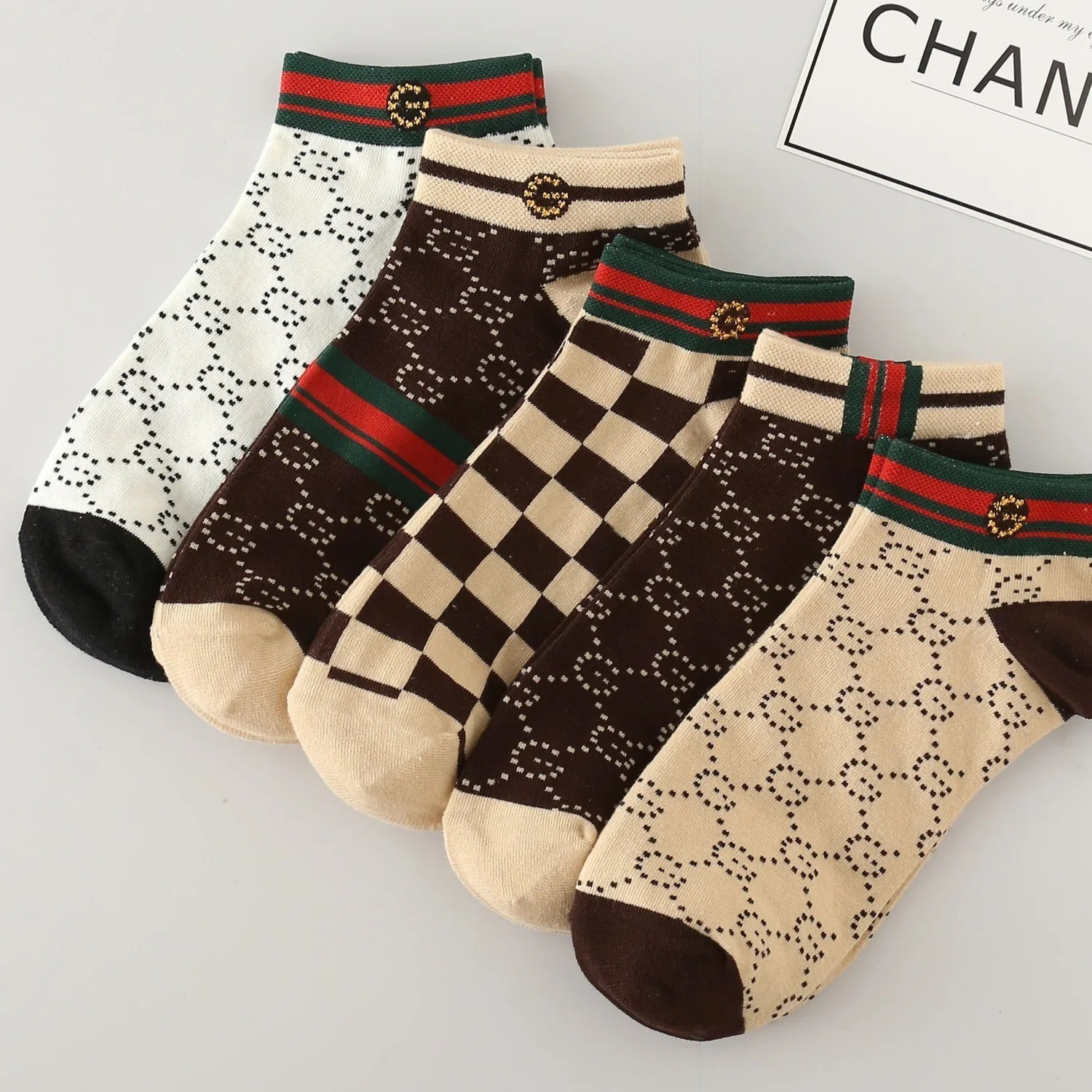 5 Pair Designer Stylish Short Socks Breathable Unisex Cotton Socks