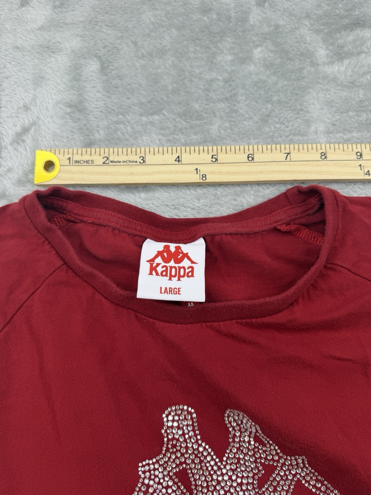 Kappa Sharia Tee Women’s Red Rhinestone Logo T Shirt Size Large Short sleeve