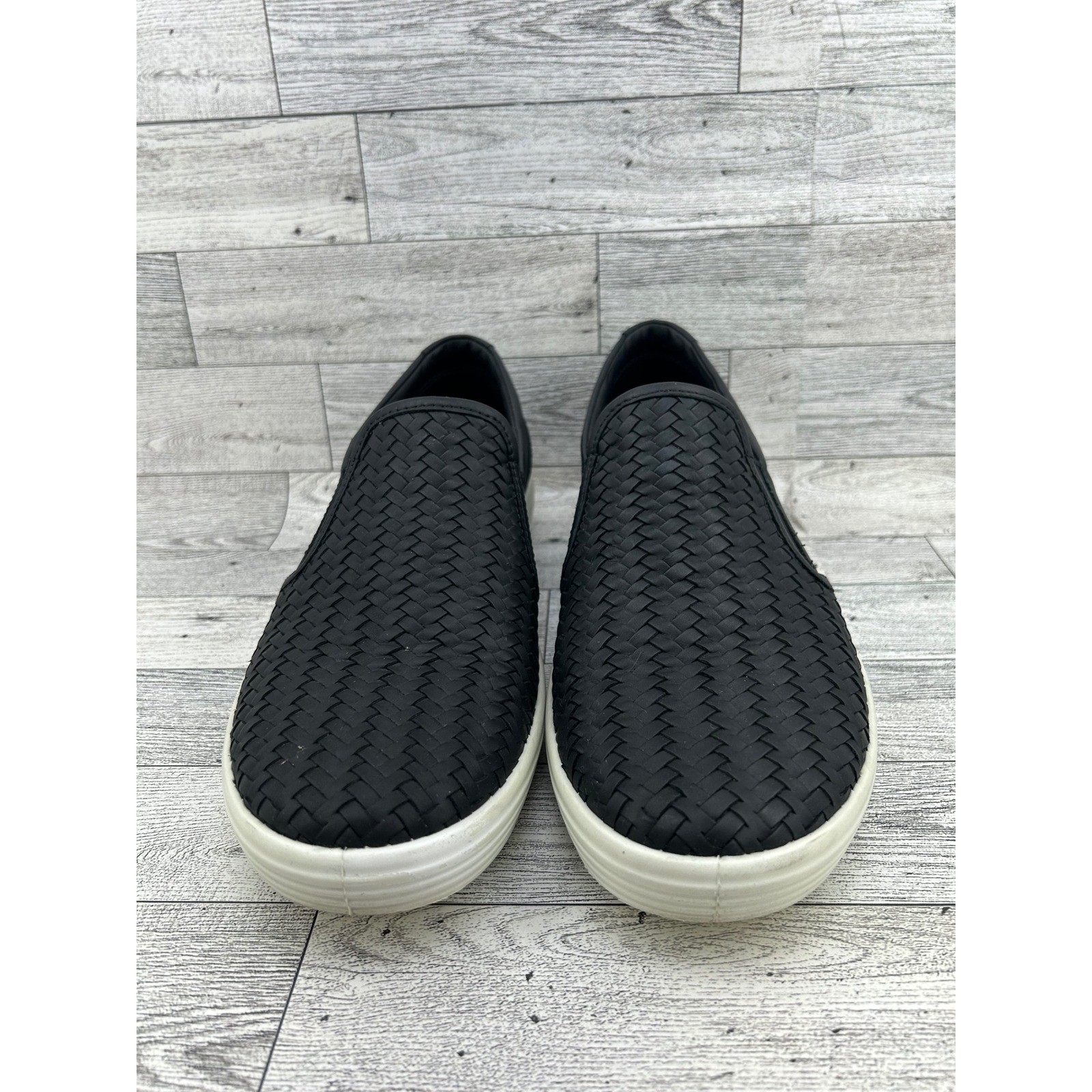 ECCO Soft 7 Woven Slip On Black Leather Shoes 470113-01001 Women EU 40 US 9-9.5