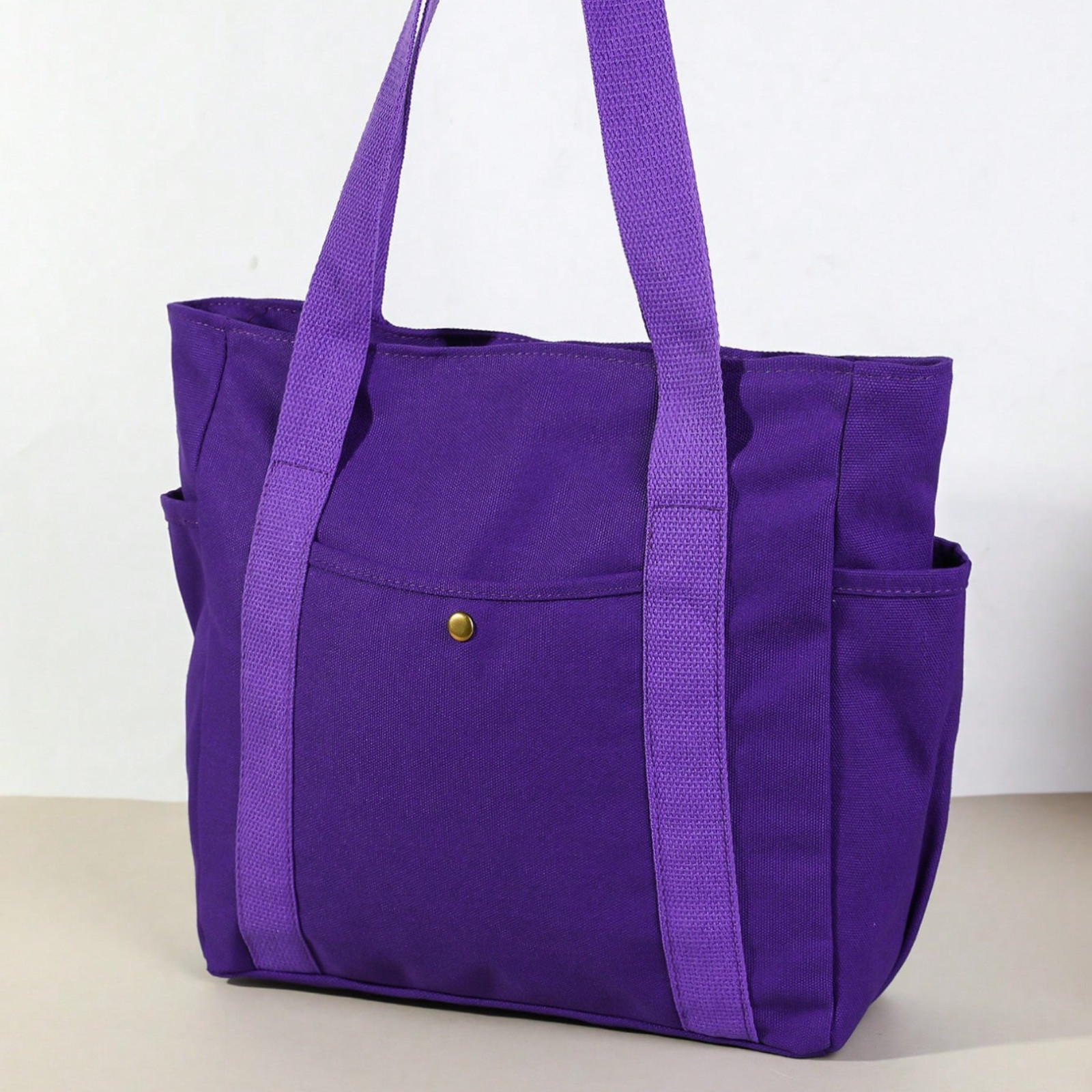 Large Capacity Canvas Tote Bag Multi-Pocket Shoulder Bag Portable Women Handbag