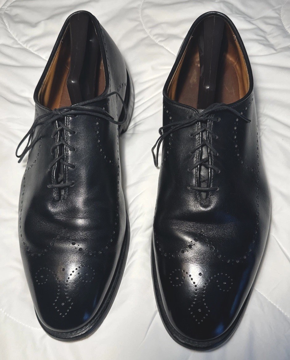 Allen Edmonds Fairfax Black Oxford Shoes 11 EEE Leather Brogue