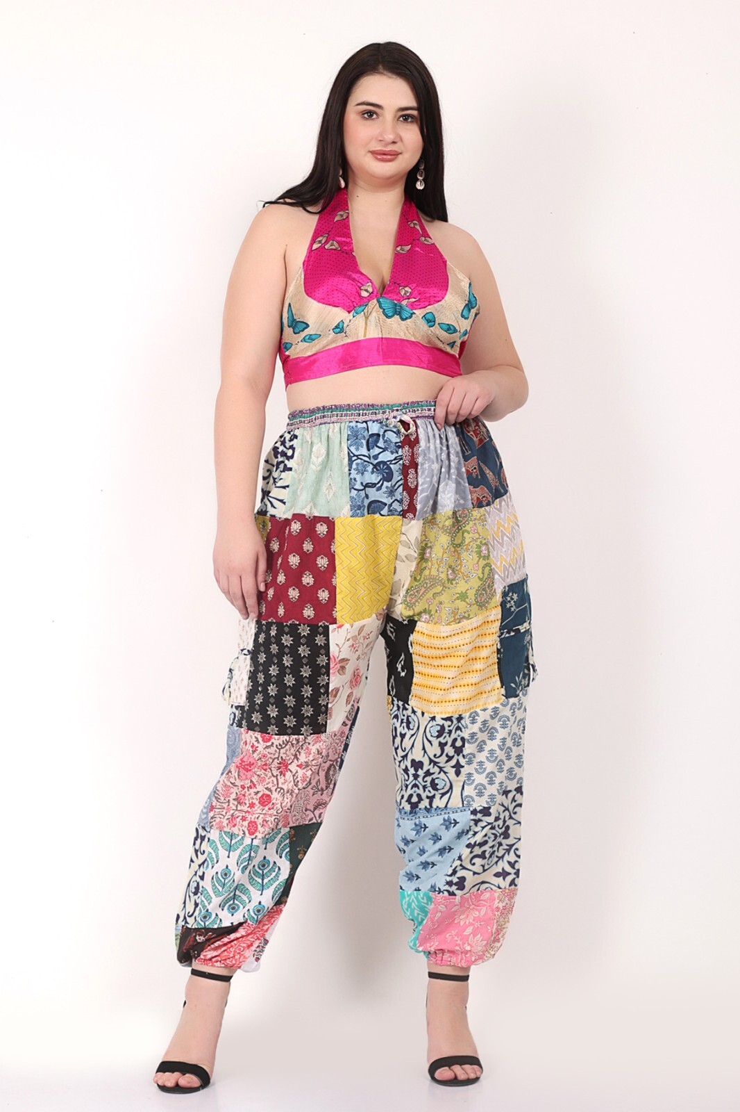Women’s Casual Multi Patchwork Elastic Waist Side Pocket Pants Wholesale Mix Lot