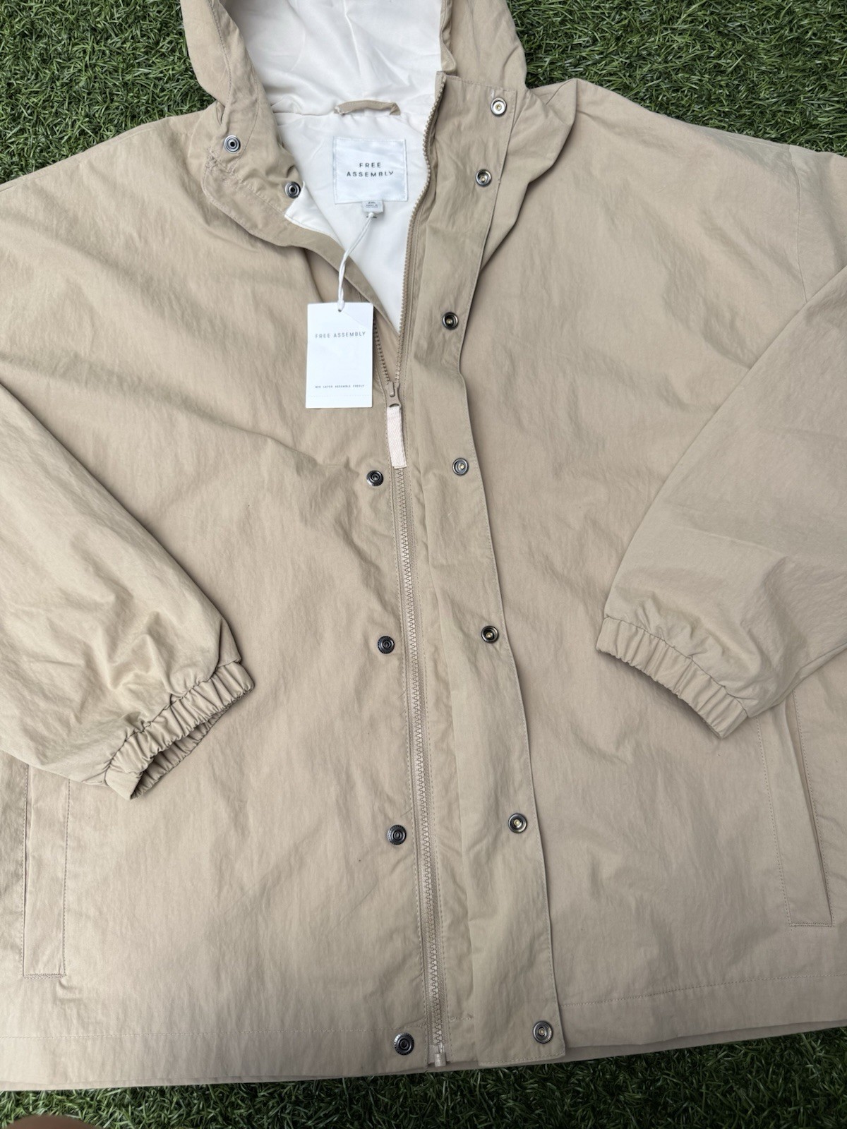 UMen’s Size 2XL Utility Jacket Hooded Tan Khaki Free Assembly Cotton Blend New