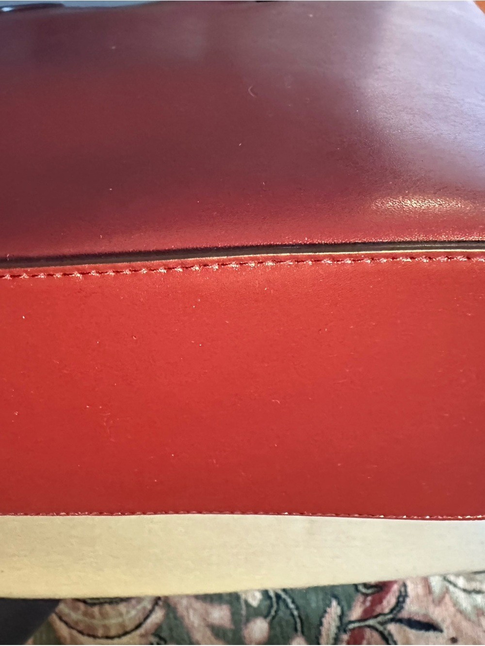 Kate Spade Burgundy Leather Tote with Pink Flower Charm